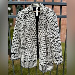 Chico's Black and White Geometric Blazer